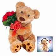 Pack Hugo Gigante con 12 Rosas y Tarjeta 3D