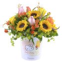 Sombrerera Línea Floral Hello Kitty Girasoles y Flores Rosatel