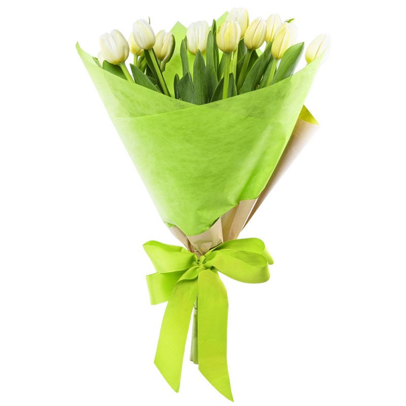 Envio de flores 15 tulipanes blancos en ramo Rosatel Lima