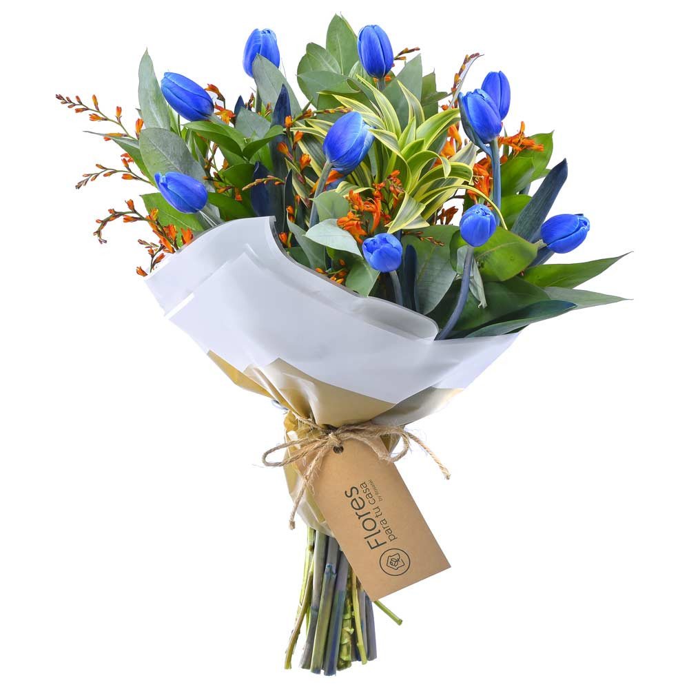 Envío flores tulipanes azules en ramo Rosatel Lima
