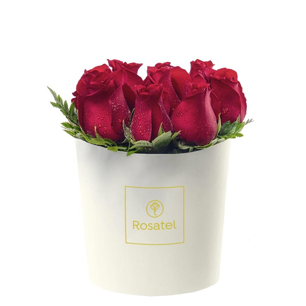 Sombrerera Crema Mediana con 9 Rosas Rosatel