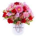 Sombrerera Love con 18 Rosas y Flores Rosatel