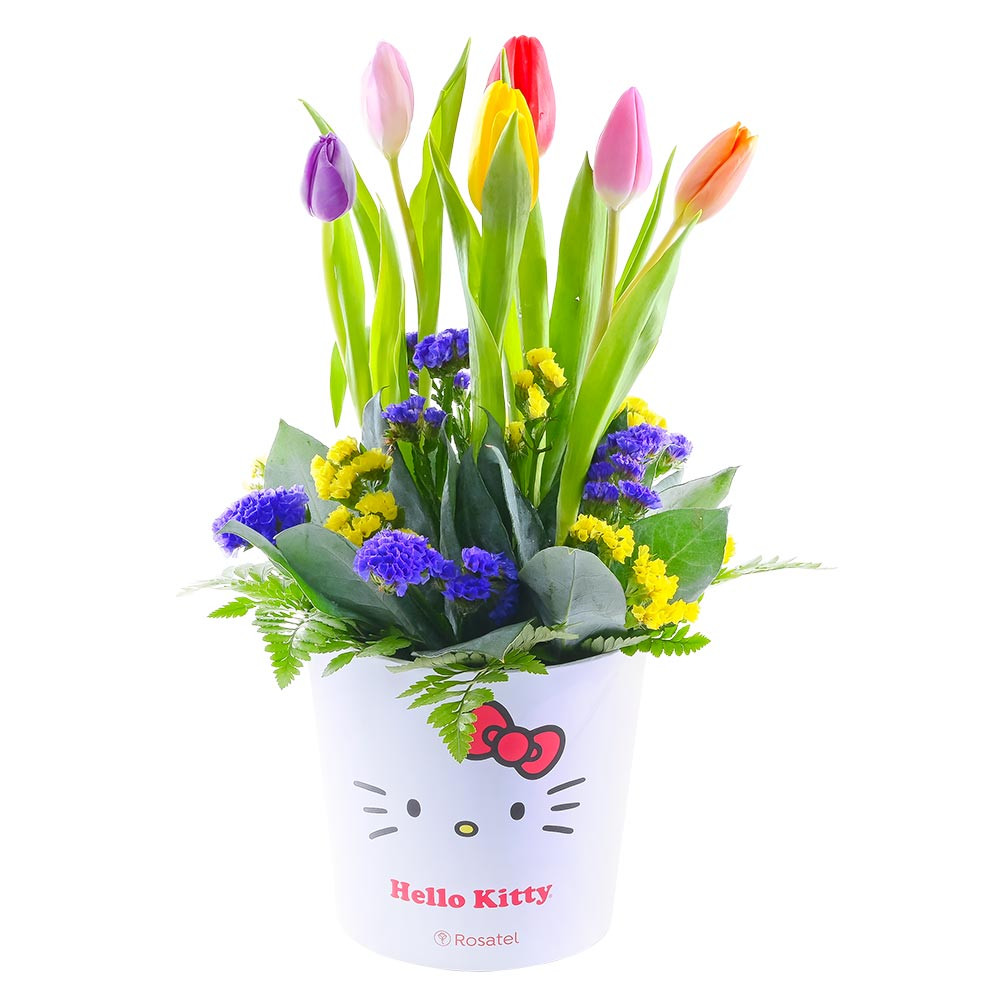 Sombrerera Línea Lazos Hello Kitty Tulipanes y Flores Rosatel