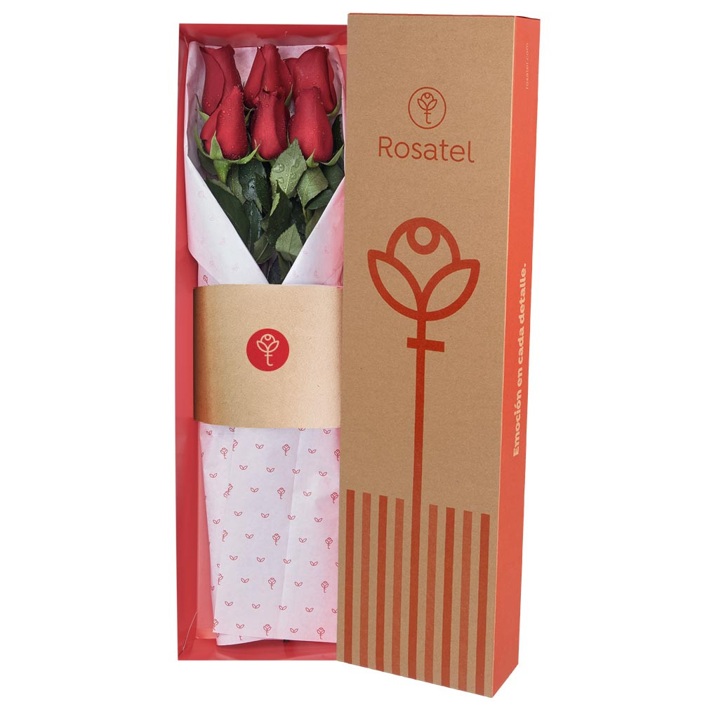 Caja Natural con 6 Rosas Rosatel