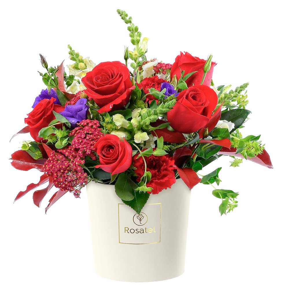 Sombrerera Crema Mediana con Rosas y Flores Rosatel