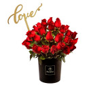 Sombrerera Negra Grande con 60 Rosas Rojas Love Rosatel