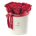 Sombrerera Crema Grande con 20 Rosas Rojas Rosatel