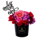 Sombrerera Negra Mediana con 6 Rosas y Flores Best Mom Ever Rosatel