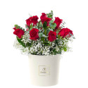 Sombrerera Crema Grande con 15 Rosas y Flores Rosatel