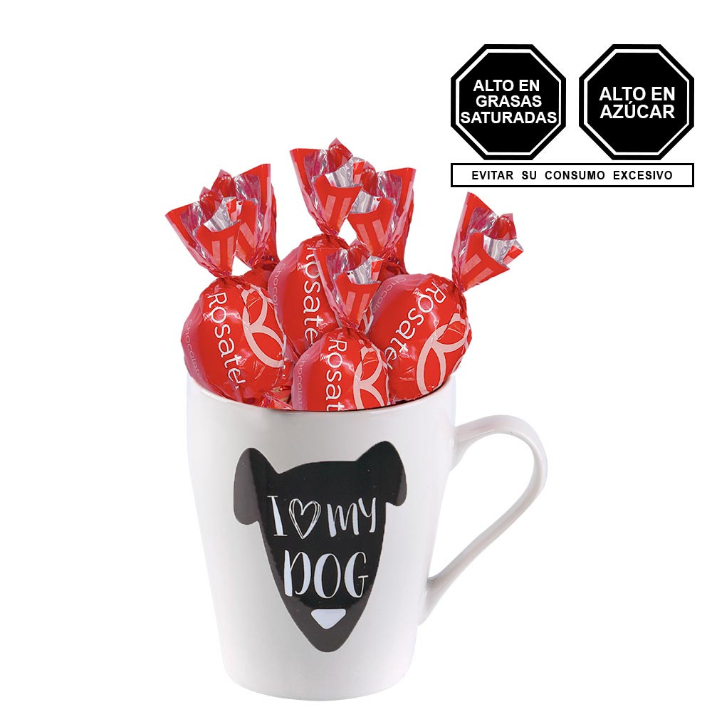 Taza Dog Petlover con Chocolates Cacaosuyo Rosatel