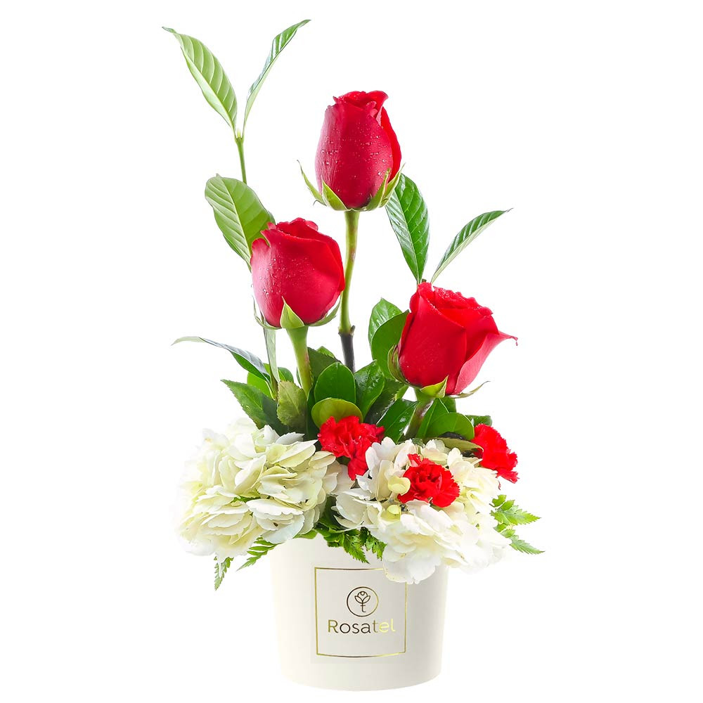 Sombrerera Crema Pequeña Rosas y Flores Rosatel