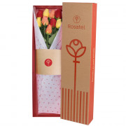 Caja Natural con 9 Rosas de Colores