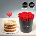 Arreglo Rosas y Mini Torta de Chocolate Rosatel