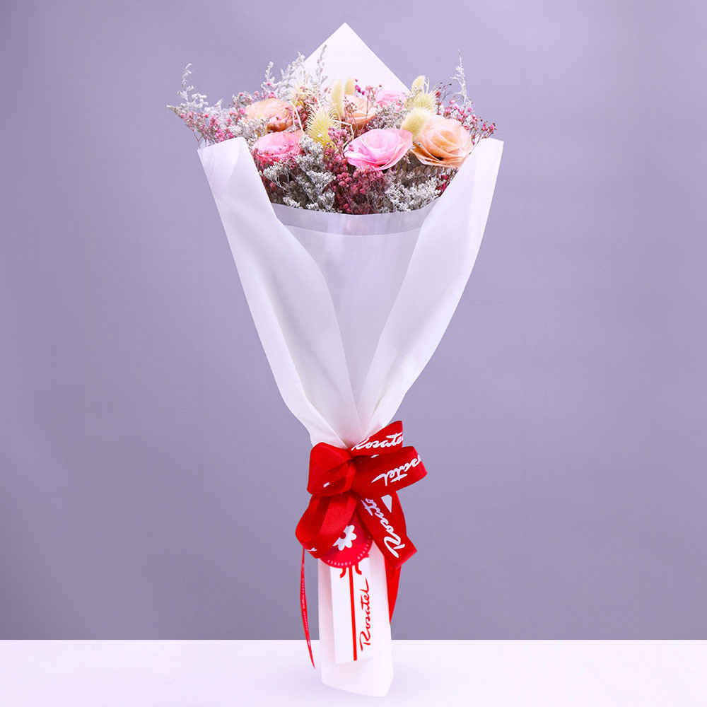 Ramo Rosas Artesanales Rosadas y Flores Rosatel