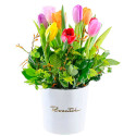 Sombrerera Crema Mediana con Tulipanes Variados Rosatel