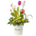 Sombrerera Crema Mediana con Tulipanes y Flores Rosatel