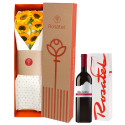 Caja con Girasoles y Vino Altas Cumbres Rosatel