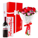 Ramo de rosas y vino tinto Altas Cumbres Rosatel