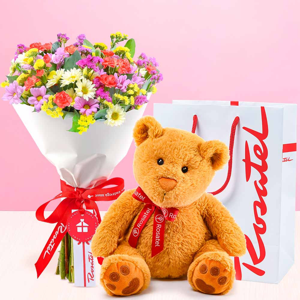 Ramo Primavera y Peluche Hugo Rosatel