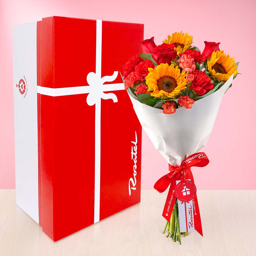 Ramo de girasoles y rosas Rosatel