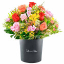 Sombrerera Negra Grande Rosas y Flores Primaverales Rosatel