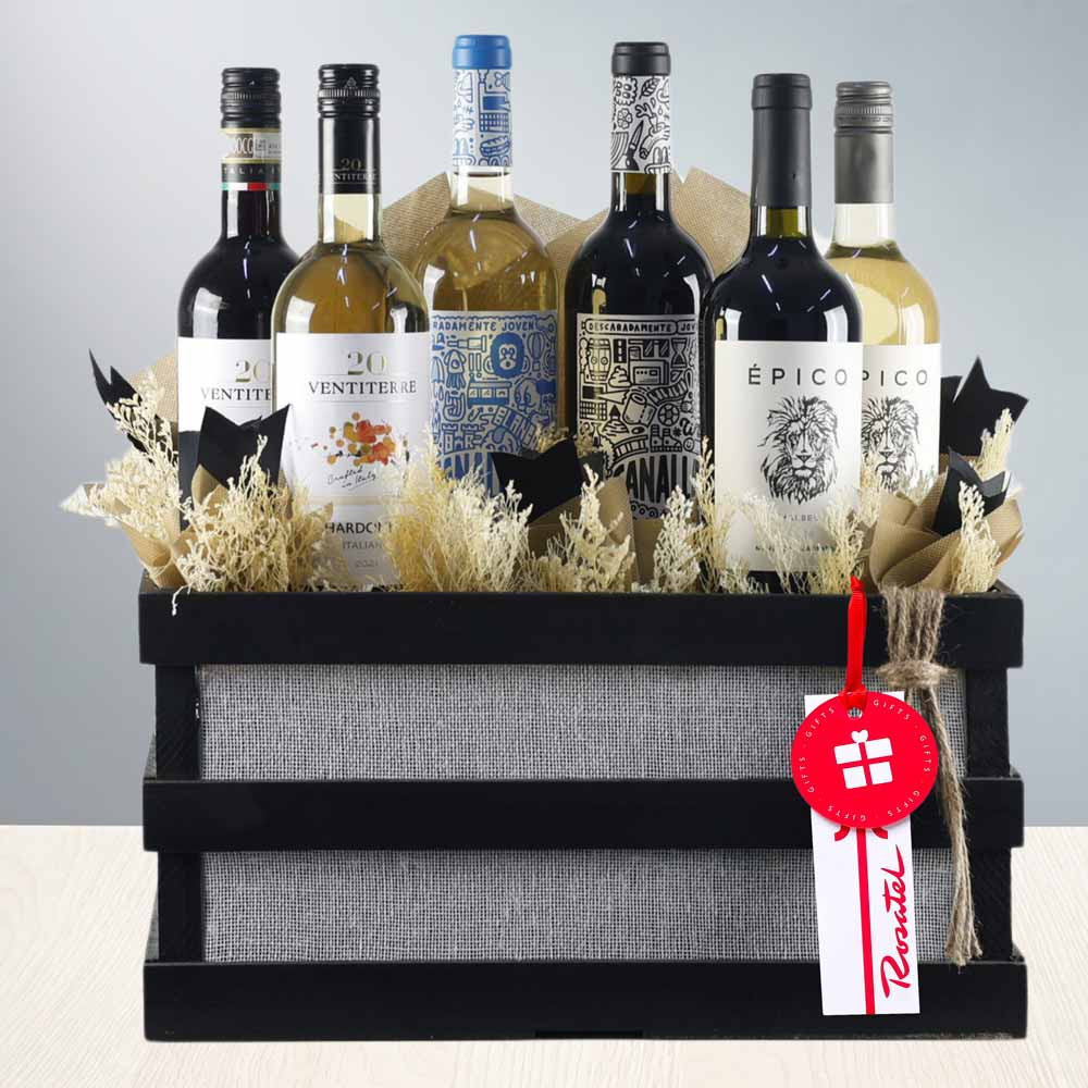 Cumpleaños canasta selección de vinos Rosatel