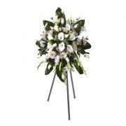 Lágrima c/ Trípode con 12 Rosas, Cartuchos, Gladiolos, Gerberas y Astromelias