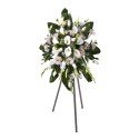 Lágrima c/ Trípode con 12 Rosas cremas, Cartuchos, Gladiolos, Gerberas y Astromelias Rosatel