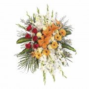 Lágrima Sin Trípode con 6 Rosas Rojas, Liliums, Gerberas y Otros