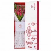 Caja Blanca con 25 Tulipanes Rojos