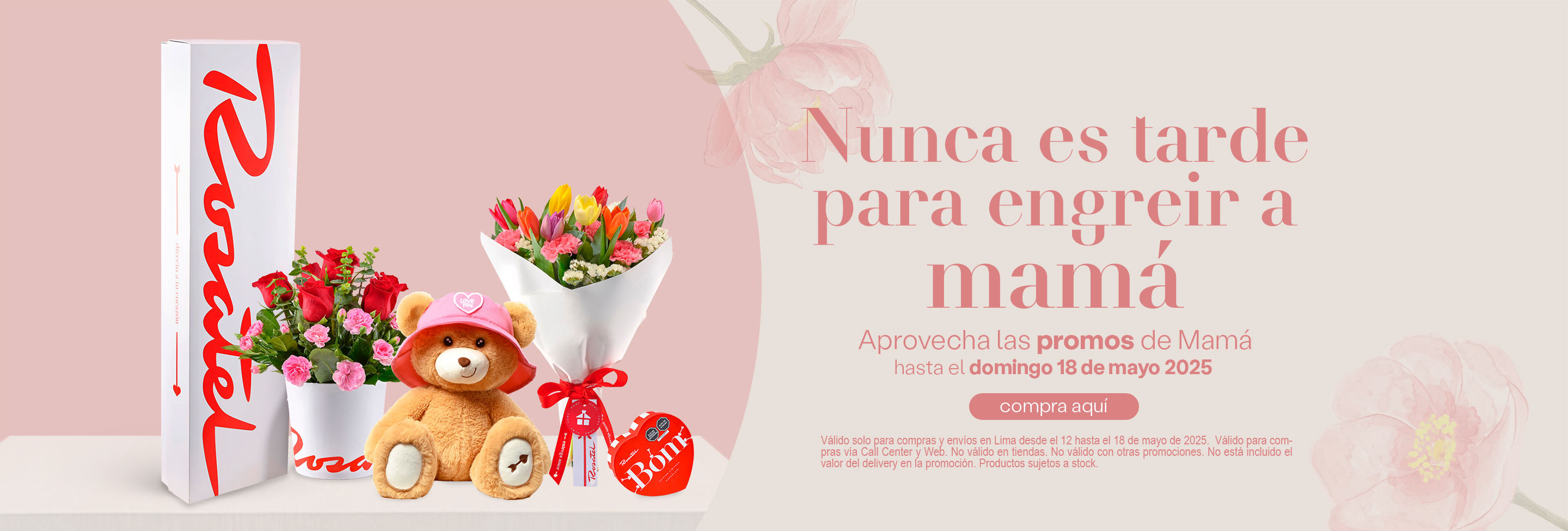 Aprovecha la promoción arreglos florales caja con rosas y tulipanes Rosatel Lima 