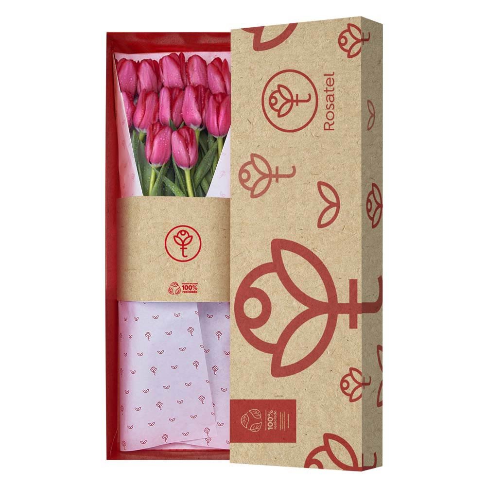 Caja 3R Natural con 12 Tulipanes Rosatel