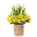 Sombrerera 3R Natural Mediana con 10 Tulipanes y Flores Rosatel