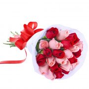 Ramo con 25 Rosas Rojas y Rosadas
