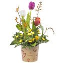 Sombrerera 3R Natural Mediana con Tulipanes y Flores Rosatel