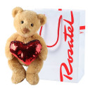Peluches grandes Hugo con corazón brillante en bolsa Rosatel