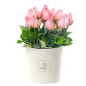Sombrerera Blanca Grande con 15 Rosas Rosatel