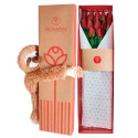 Caja Natural con 12 Rosas y Bowie Rosatel